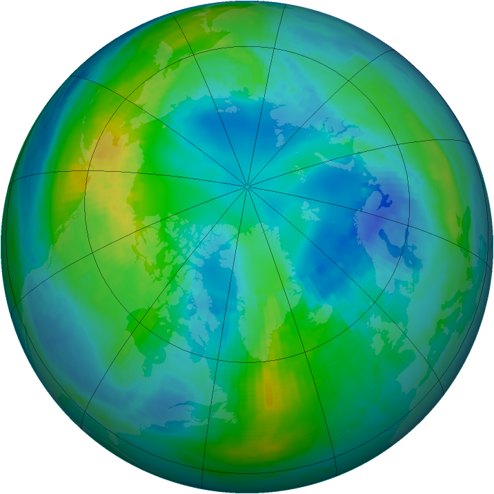 Arctic ozone map for 24 October 1985